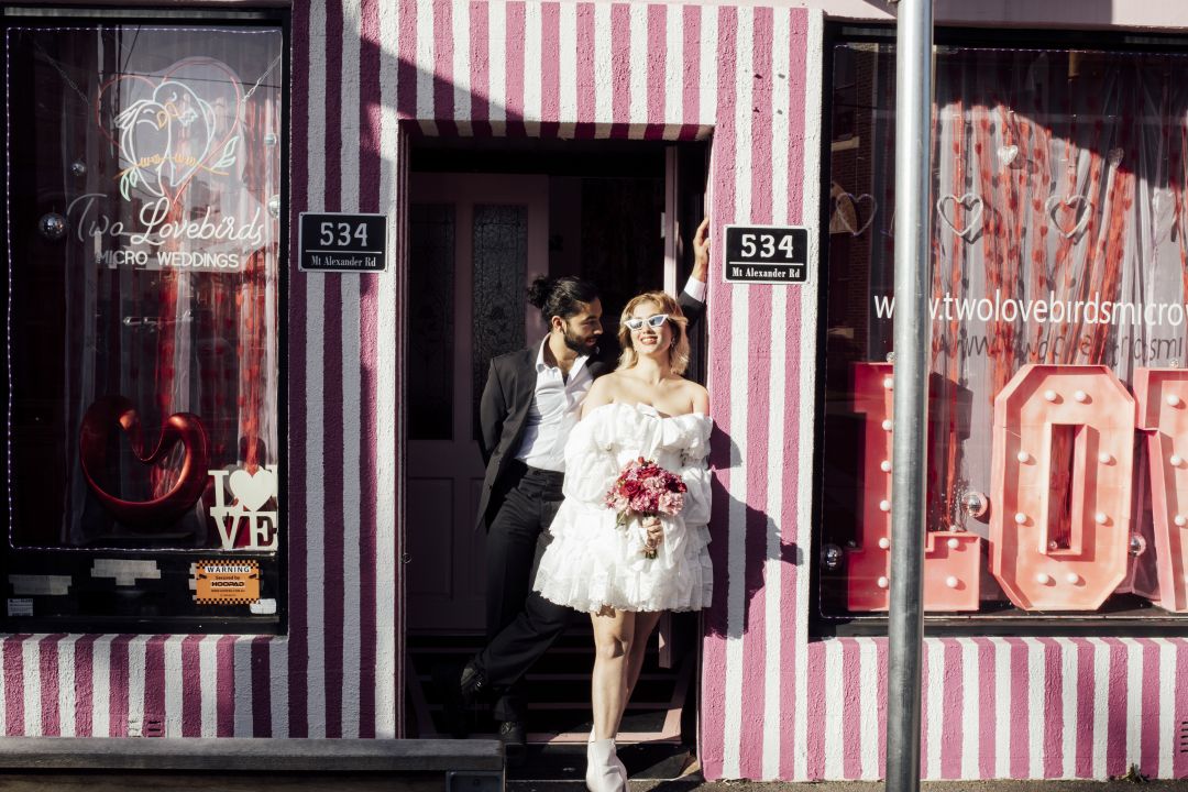 Two Lovebirds Micro Weddings Sweet Ice Cream Photography wedding reception rustic style long benches hall exposed rafters