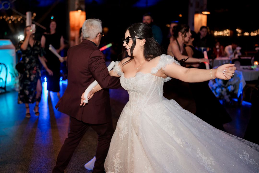 Retro DJ Entertainment 1 Sweet Ice Cream Photography wedding reception rustic style long benches hall exposed rafters